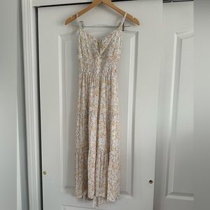 Hollister midi floral smocked open back sundress medium